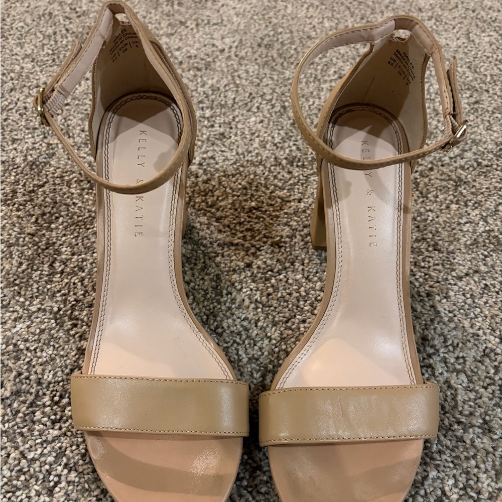Kelly & Katie Beige Ankle Strap Heels
